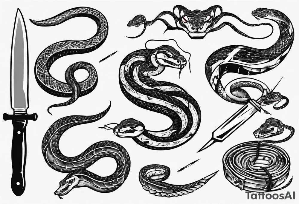 A snake wrapping a knife tattoo idea