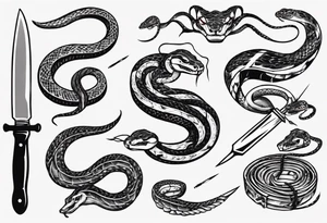 A snake wrapping a knife tattoo idea