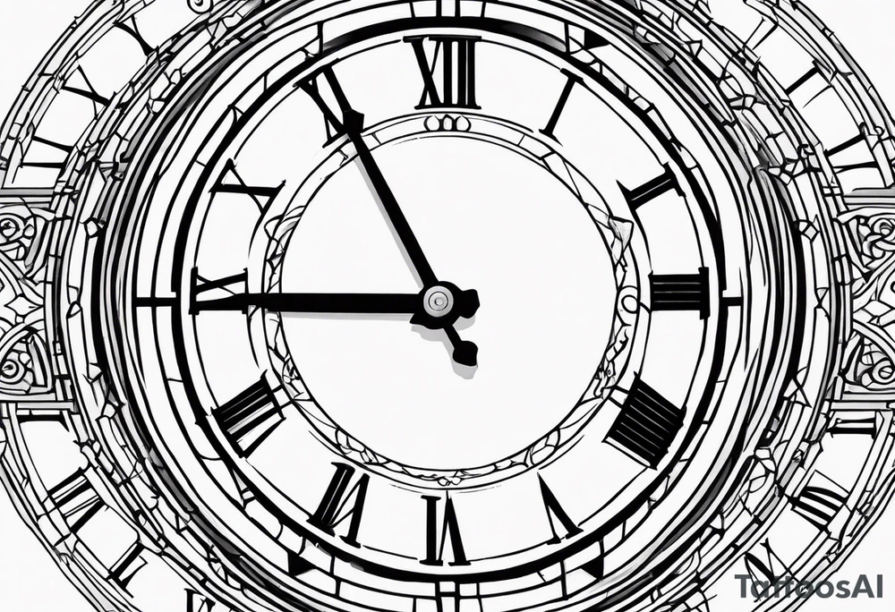 roman numeral clock pointing to the time 10:38am tattoo idea