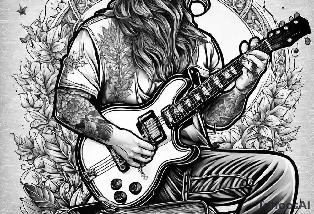 smoking weed, reading a book, playing guitar tattoo idea