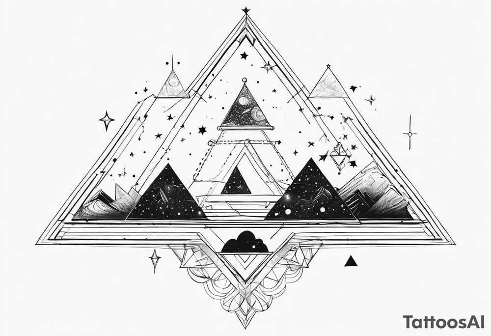 Aquarius constellation with pyramids tattoo idea
