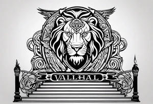 Valhalla lion sword stairs tattoo idea