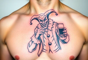 jester in clothes having a good time getting drunk tattoo idea