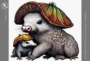 Australian Platypus, Echidna, Wombat & pygmy Sugar Glider together tattoo idea