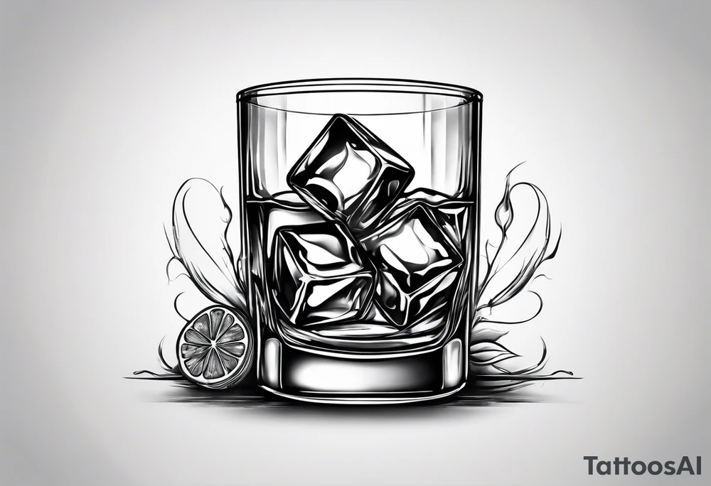 glass of whiskey but the ice cube is spooky tattoo idea