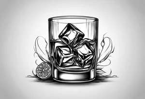 glass of whiskey but the ice cube is spooky tattoo idea