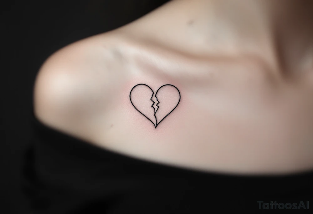 A continuous one-line drawing of a heart splitting apart, creating an effortless yet striking minimalist tattoo. tattoo idea