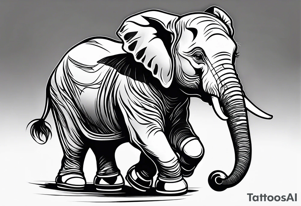 Baby elephant playing roller derby tattoo idea