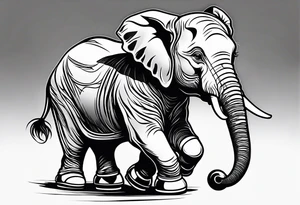 Baby elephant playing roller derby tattoo idea
