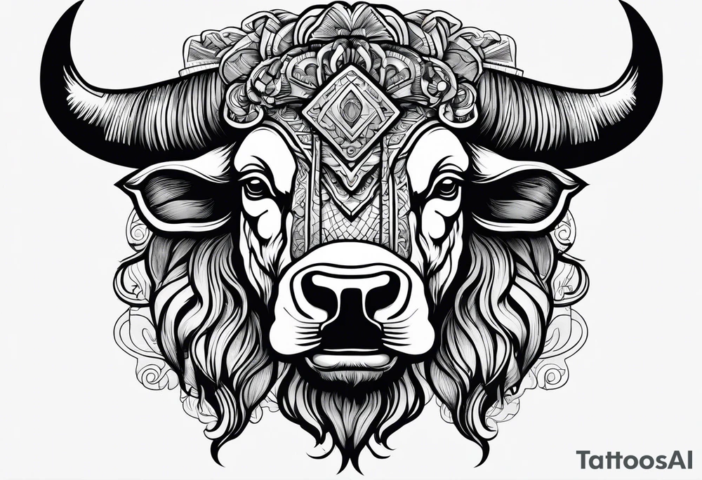 Bison head outline tattoo idea