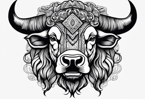 Bison head outline tattoo idea