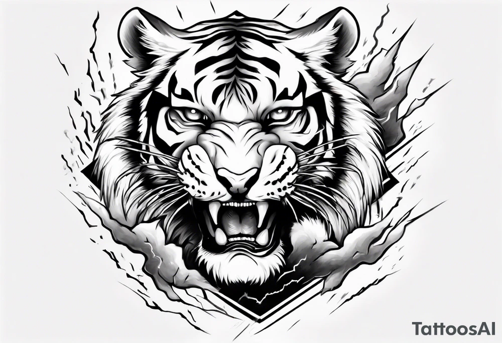 A tiger surrounded by lightning for a forearm sleeve. Also leaving room for a symbol to be below the tiger tattoo idea