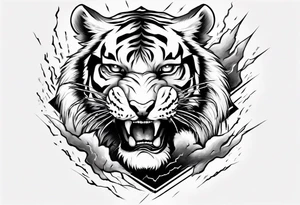 A tiger surrounded by lightning for a forearm sleeve. Also leaving room for a symbol to be below the tiger tattoo idea