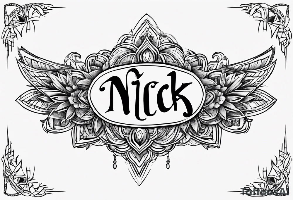 A lower back tatoo with the name nick below tattoo idea