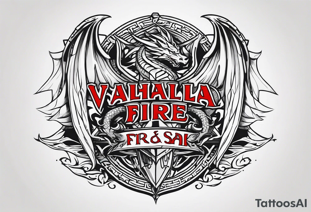 Valhalla fire sword shield dragon tattoo idea