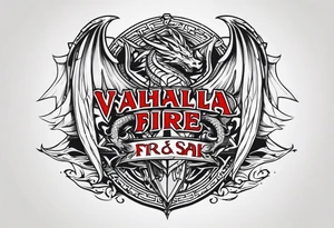 Valhalla fire sword shield dragon tattoo idea