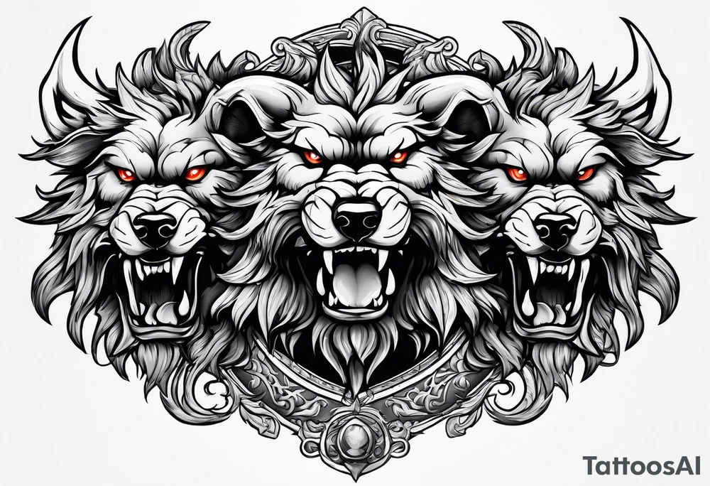 angry Cerberus tattoo idea