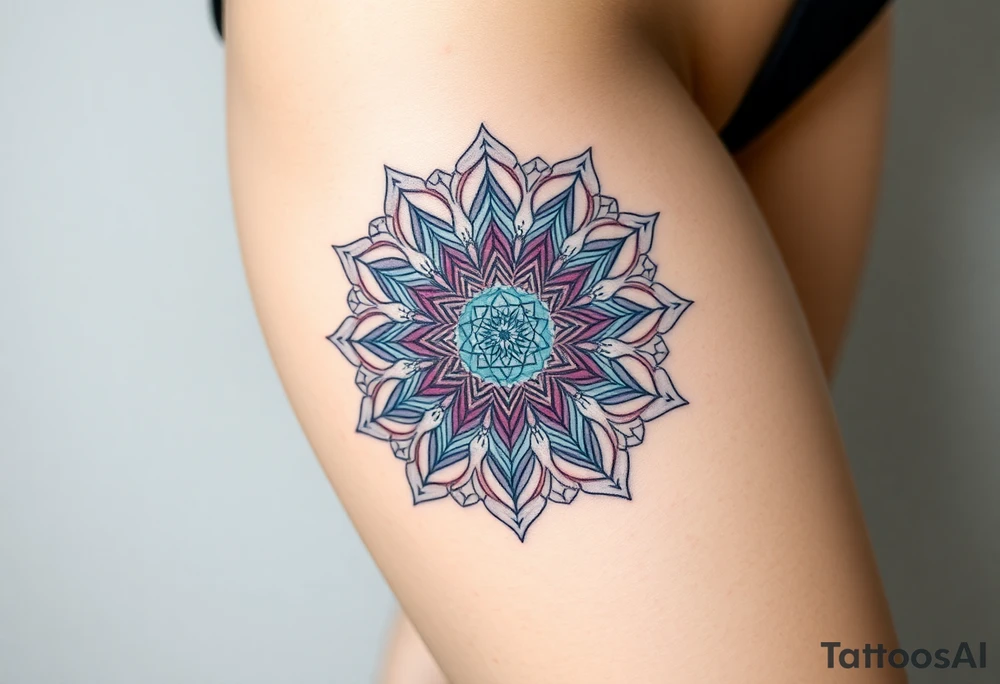 intricate mandala with sacred geometry and cosmic elements tattoo idea