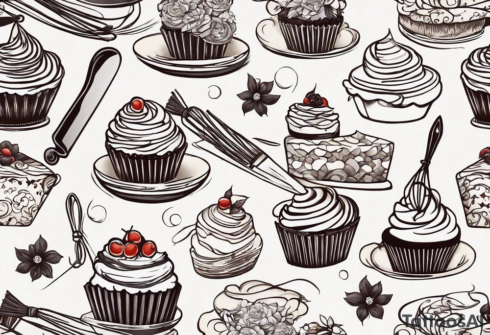 whisk, Cream, Knife, cakes resembles pastry chef tattoo idea