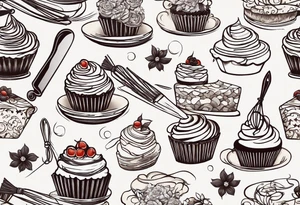 whisk, Cream, Knife, cakes resembles pastry chef tattoo idea