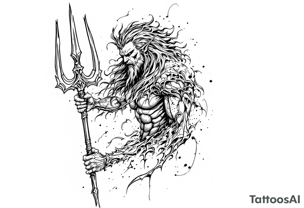 poseidon with trident tattoo idea