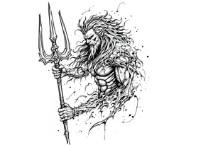 poseidon with trident tattoo idea