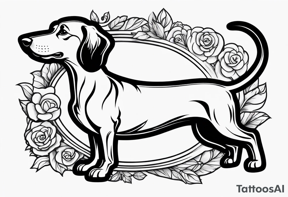 Outline of sausage dog running tattoo idea