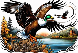 Duck and turkey hunting tattoo idea