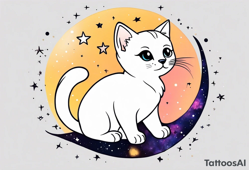 Cute kitten and galaxy tattoo idea