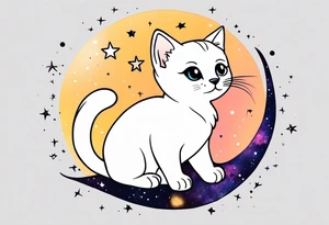Cute kitten and galaxy tattoo idea