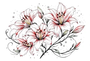 delicate lilies in frost with petals tattoo idea