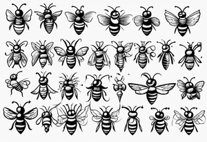 biene in der seiten lage im comic still gezeichnet tattoo idea