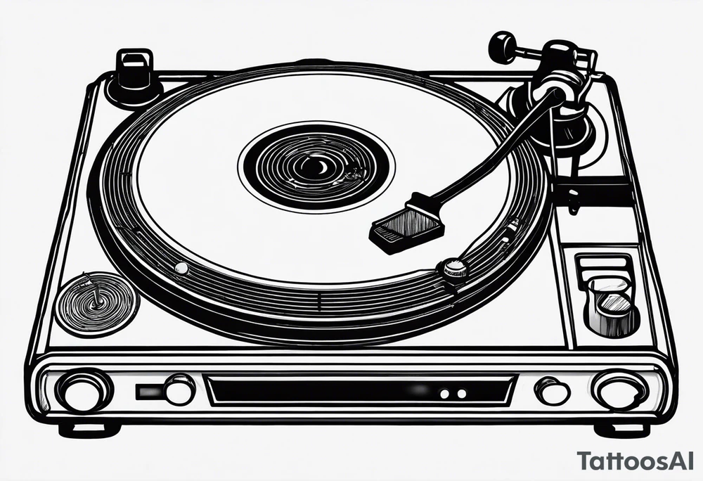 Recordplayer finline art minimalistic oneline throwup tattoo idea