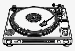 Recordplayer finline art minimalistic oneline throwup tattoo idea