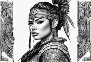 Realistic warrior girl tattoo idea