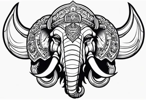 berserking strong mammoth head centerpiece tattoo idea