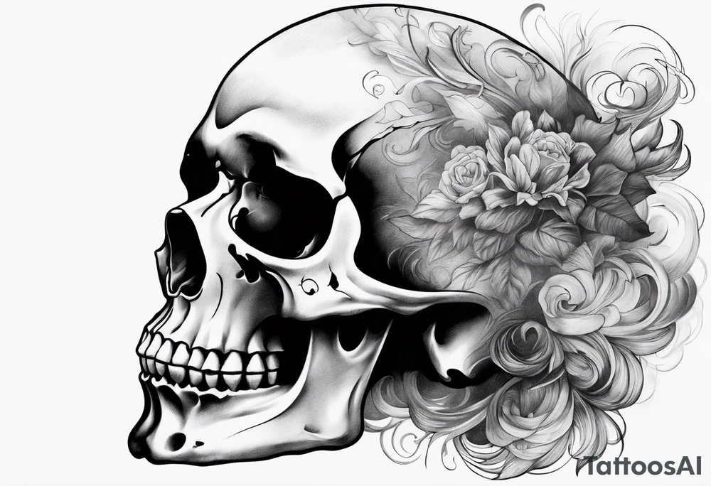 Skull from the side with smoke tattoo idea