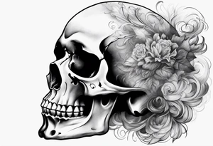 Skull from the side with smoke tattoo idea