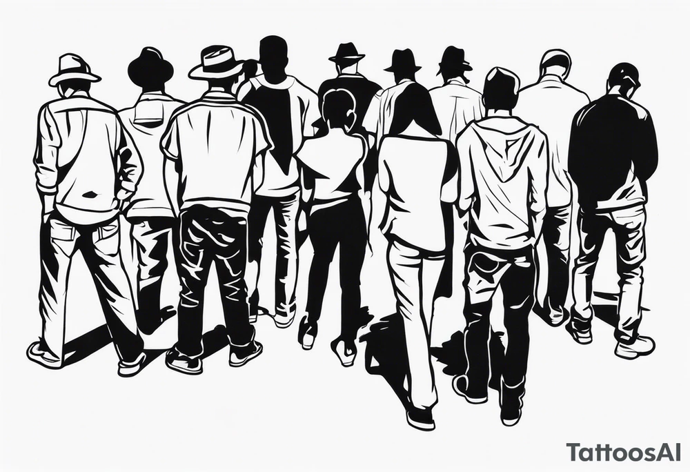 2 Black shadows of people standing over 2 black shadows of people they had just shot tattoo idea