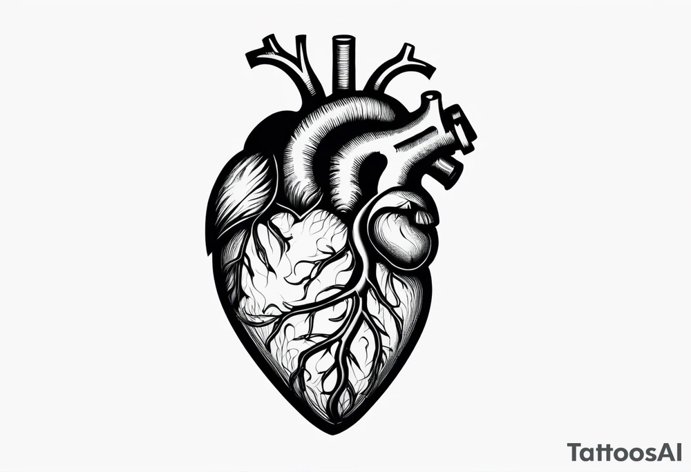 an actual human heart as you would see in a human body tattoo idea