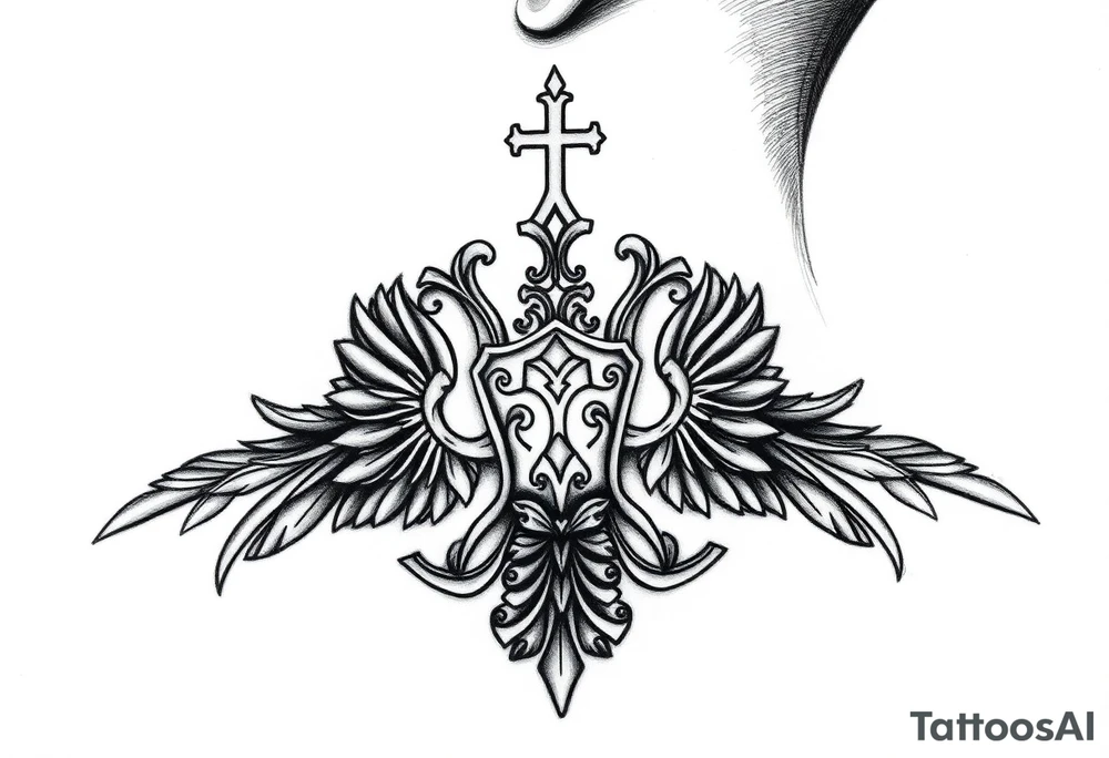 russian christian orthodox military neck design front facing tattoo idea