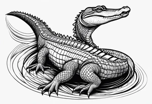 Full body alligator with tail leg top view tattoo idea