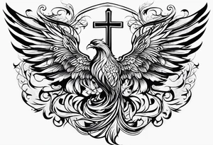cross With phoenix tattoo idea