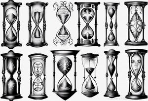 an hourglass with filagree tattoo idea