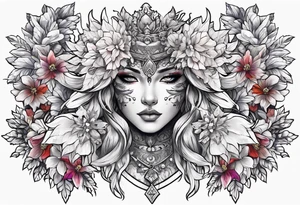 snowflake warrior, flower tattoo idea
