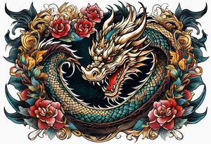 dragon with black background tattoo idea