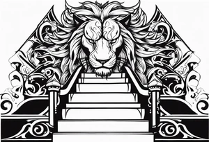 Valhalla lion sword stairs dragon tattoo idea