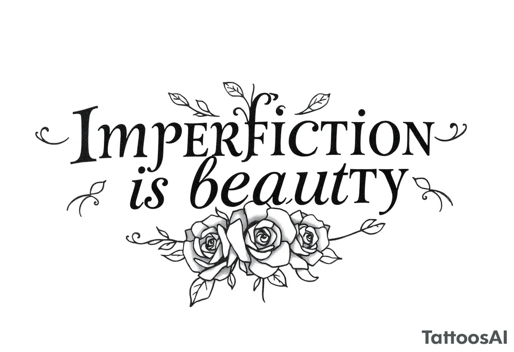 Imperfection is beauty in a scroll with roses tattoo idea