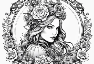 Alice through the looking glass with flowers everywhere tattoo idea