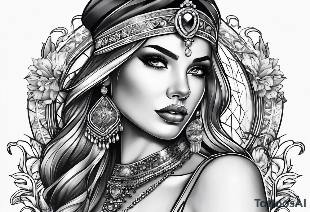 woman casino tattoo idea